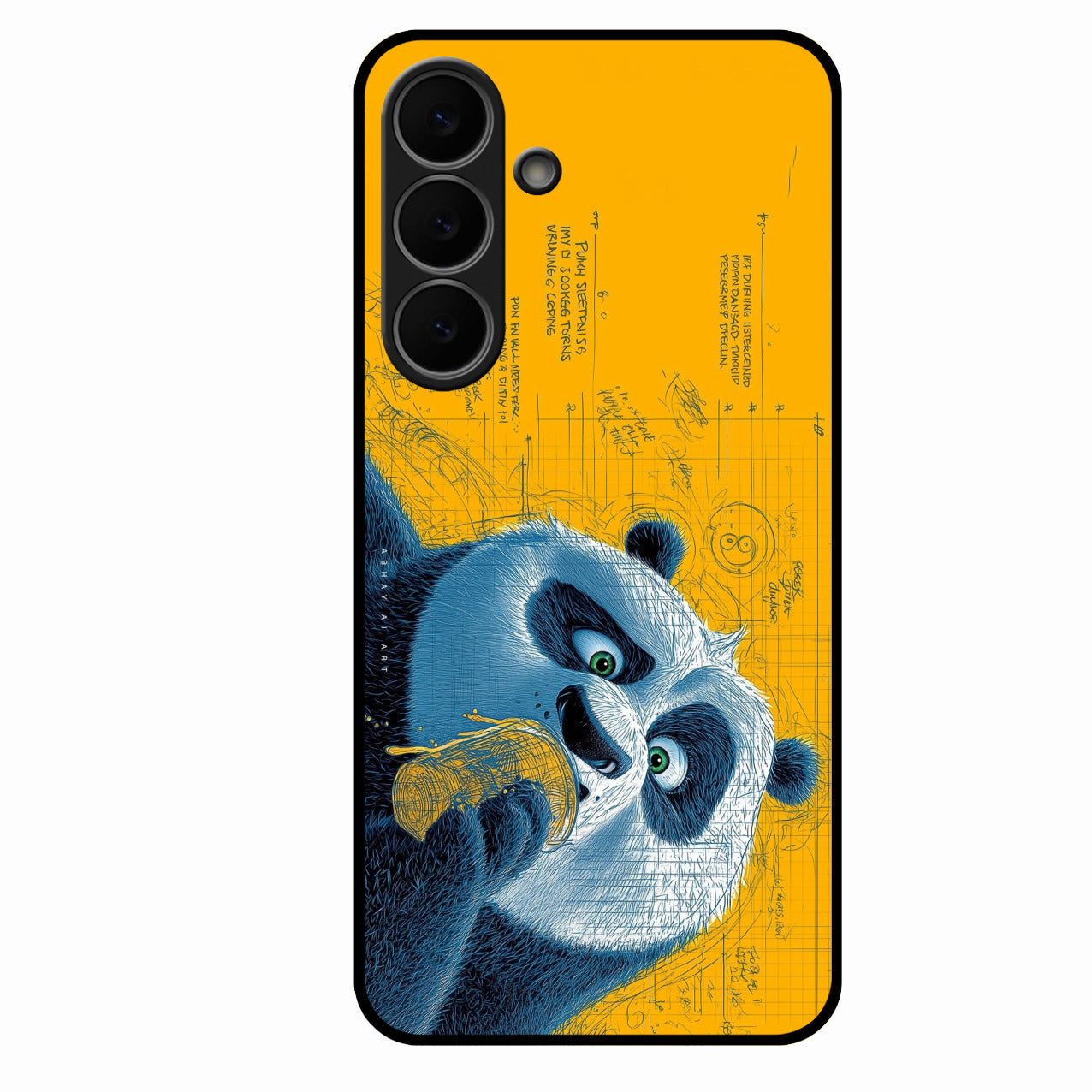 Cute Panda Sketch Premium Glass Phone Case for Samsung Galaxy S25 FE 5G
