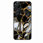 Black Gold Marble Glass Phone Case for Vivo T2 5G