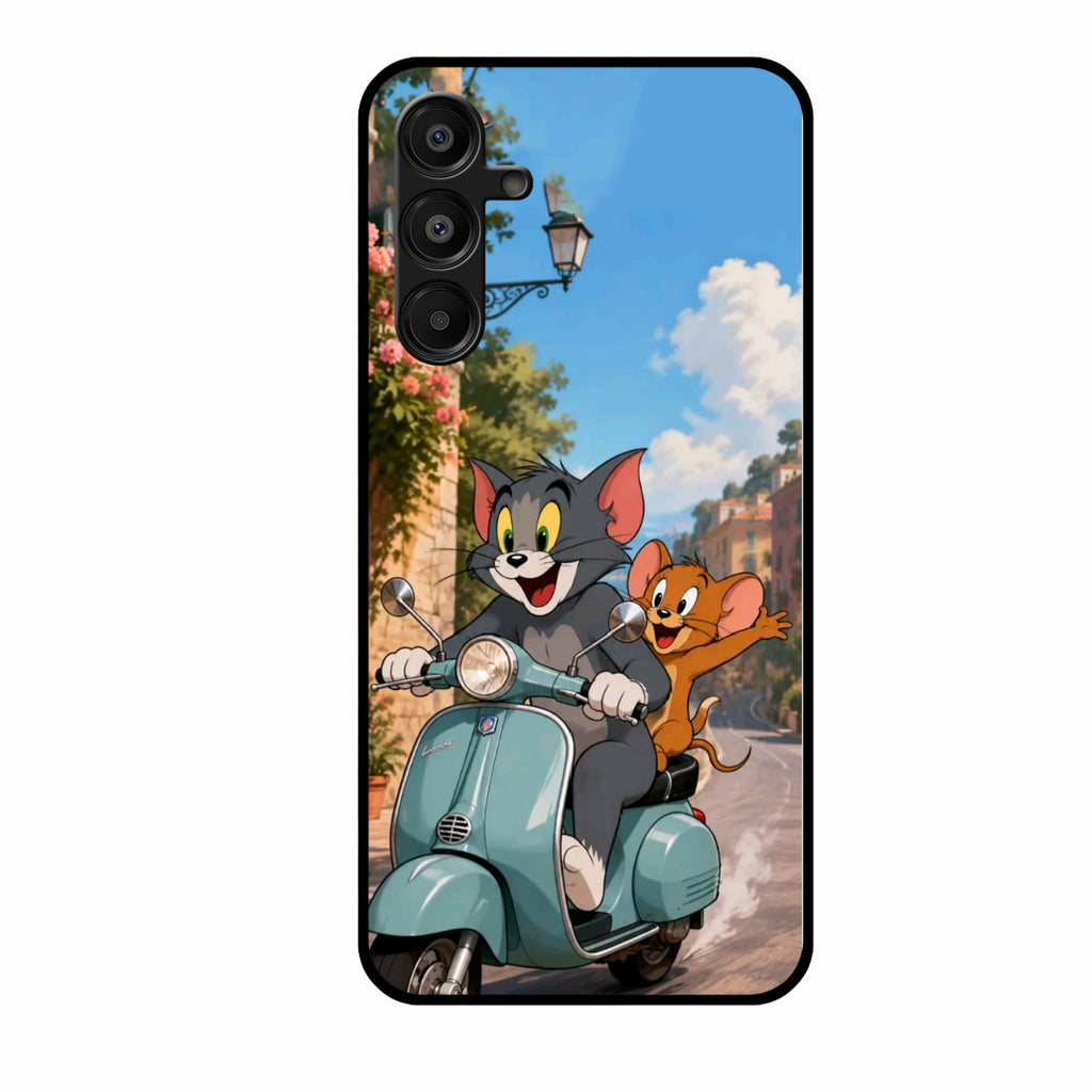 Cartoon Scooter Adventure Premium Glass Phone Case for Samsung Galaxy F16 5G