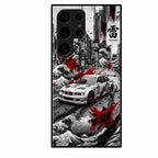 Japanese Wave Drift Racing Premium Glass Phone Case for Samsung Galaxy S24 Ultra 5G