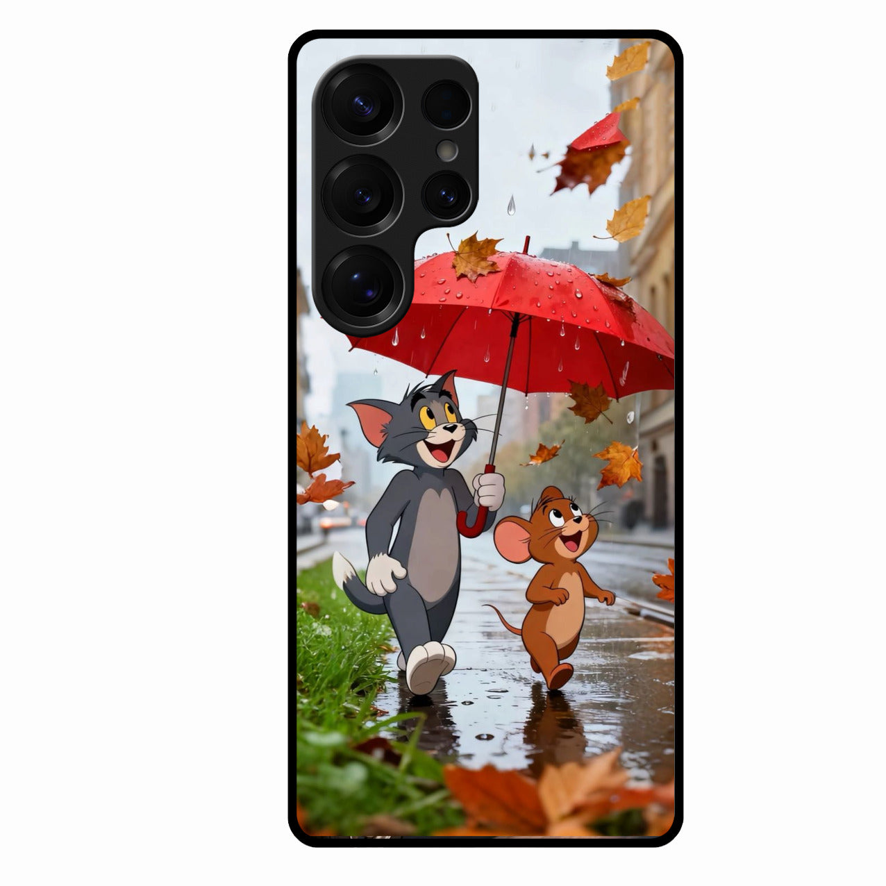 Rainy Day Cartoon Glass Phone Case for Samsung Galaxy S25 Ultra 5G