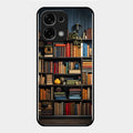 Colorful Bookshelf Art Glass Case Cover for Oppo F33 5G
