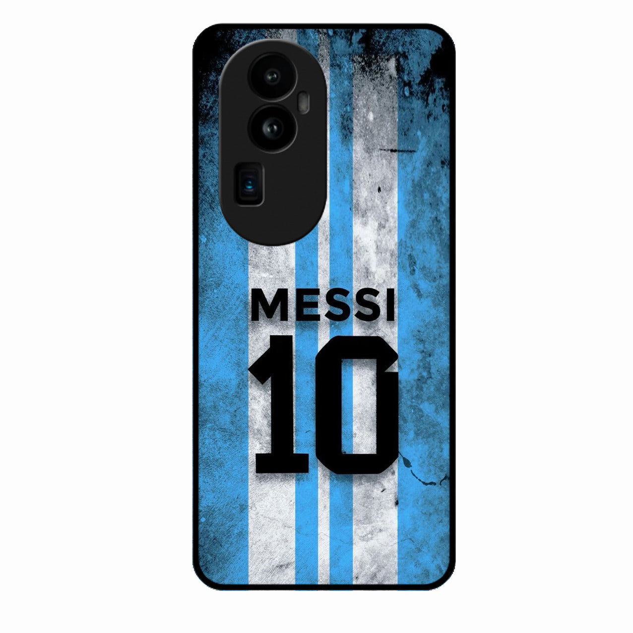 Blue Stripes Number 10 Football Glass Phone Case for Oppo Reno 10 Pro Plus 5G