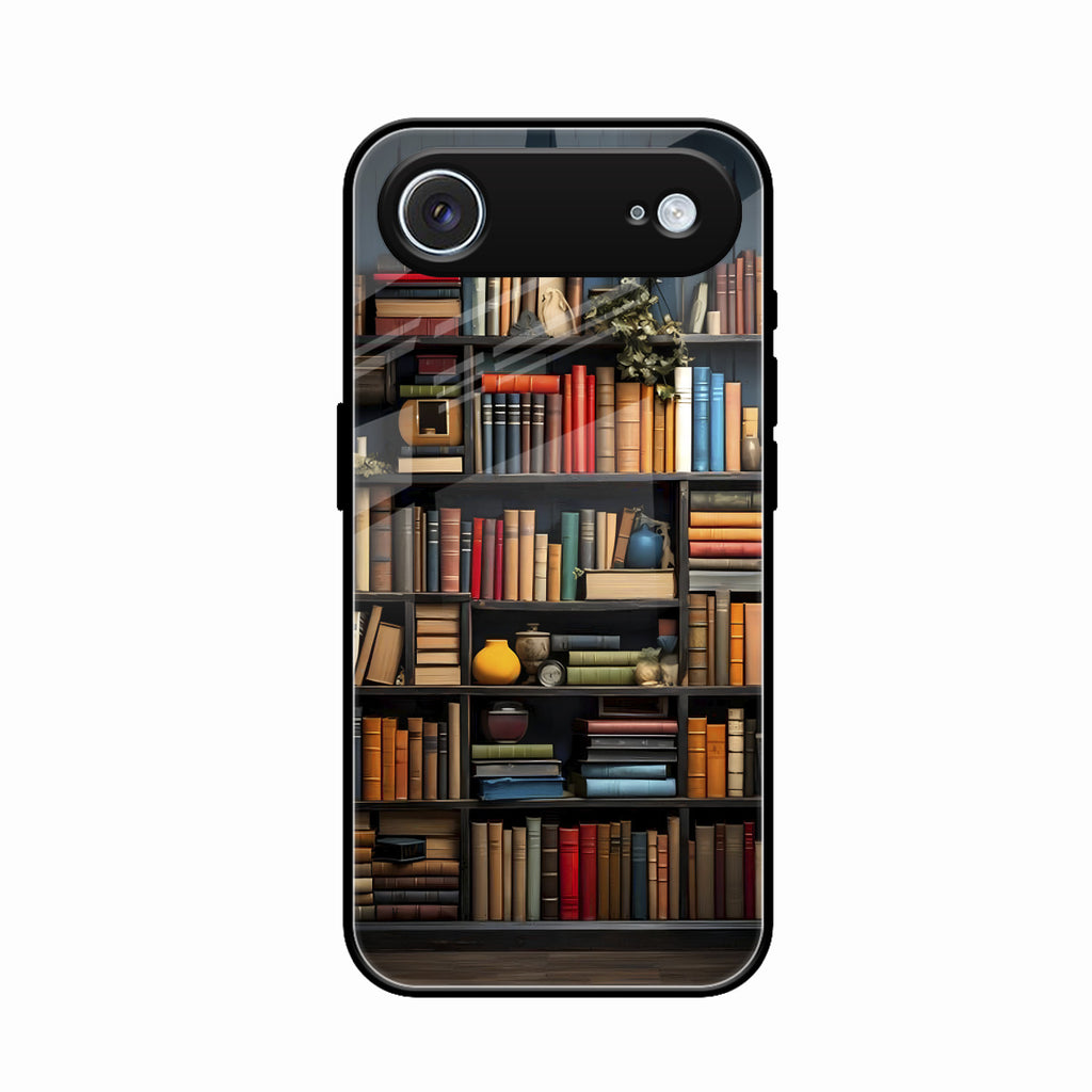 Colorful Bookshelf Art Glass Case Cover for iPhone Air