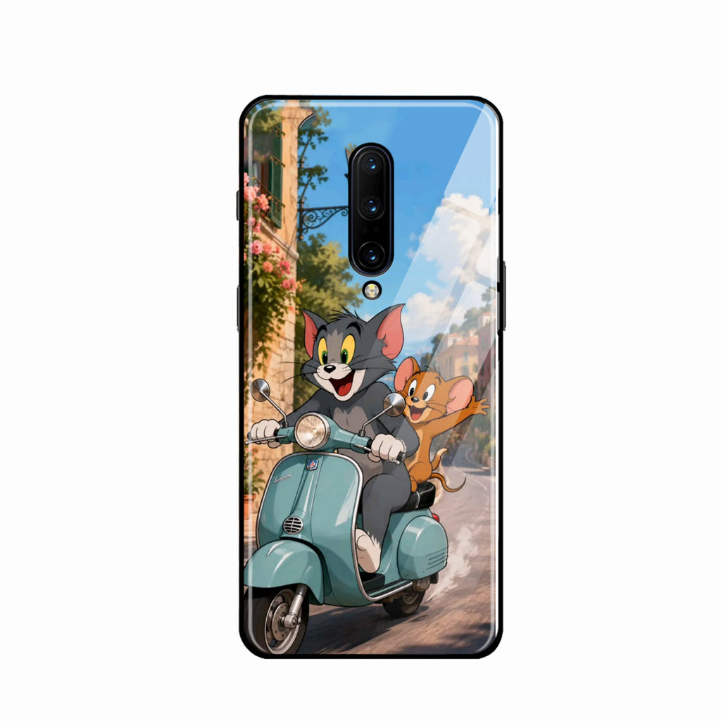 Cartoon Scooter Adventure Premium Glass Phone Case for Oneplus 8