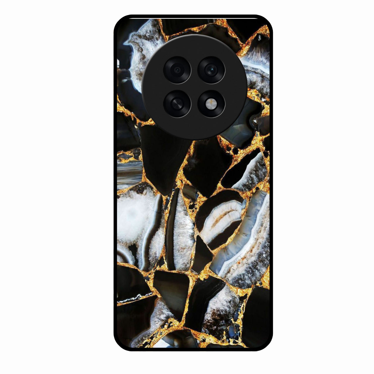 Black Gold Marble Glass Phone Case for Oppo F31 Pro Plus 5G