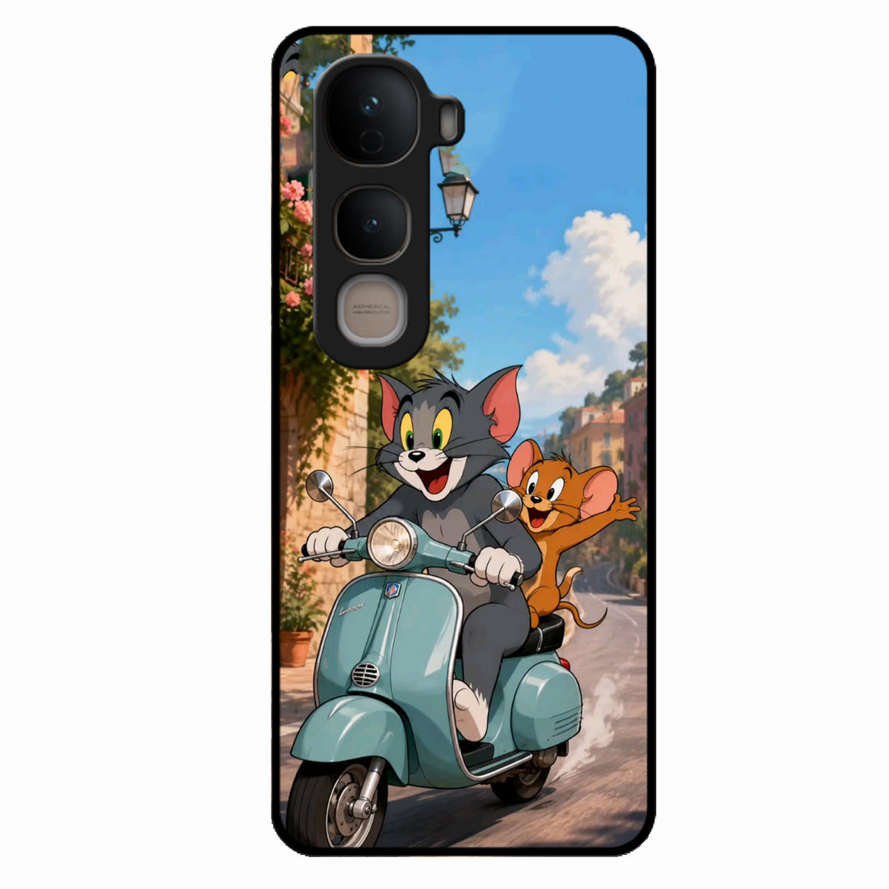 Cartoon Scooter Adventure Premium Glass Phone Case for Vivo Y400 5G