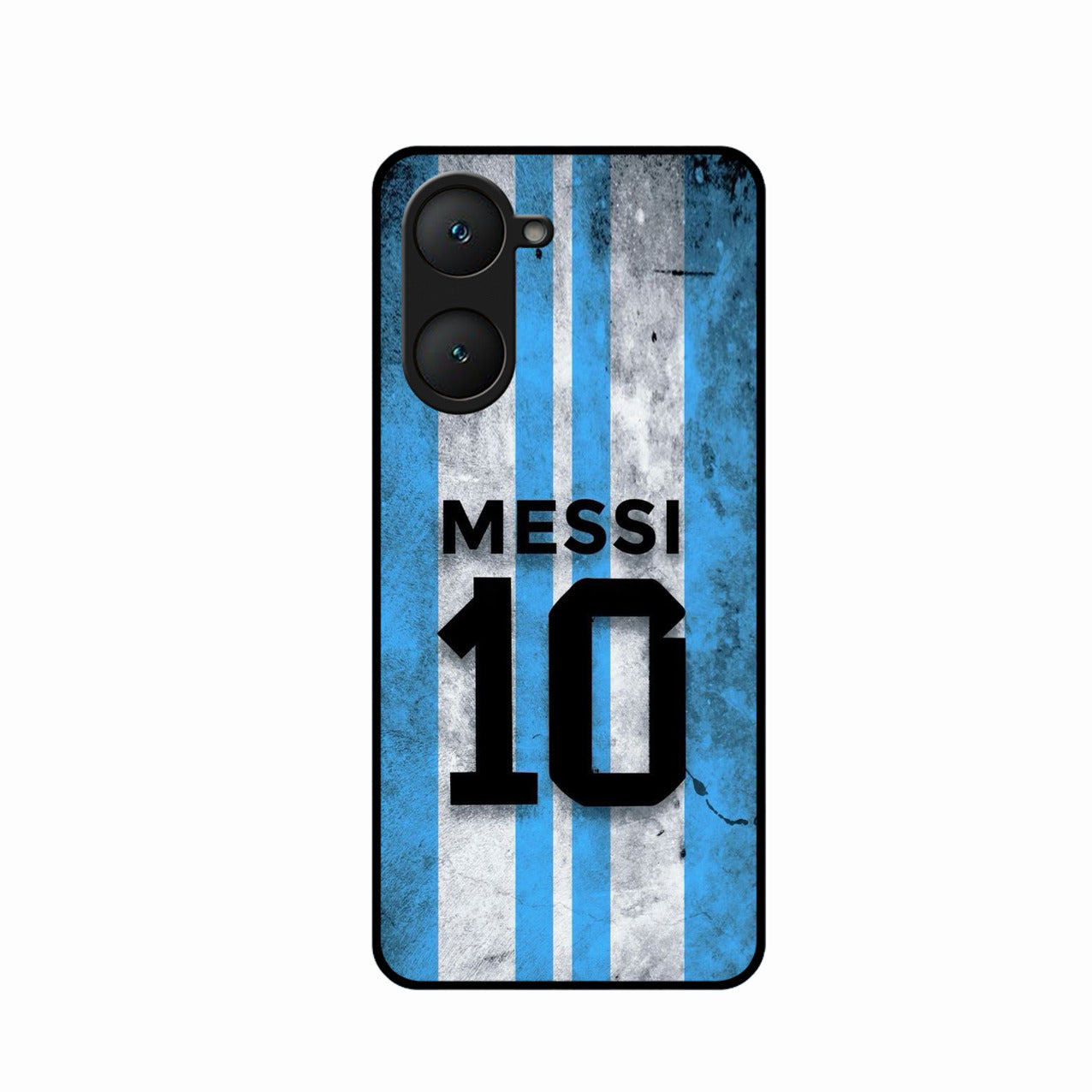Blue Stripes Number 10 Football Glass Phone Case for iQOO Z9 Lite 5G