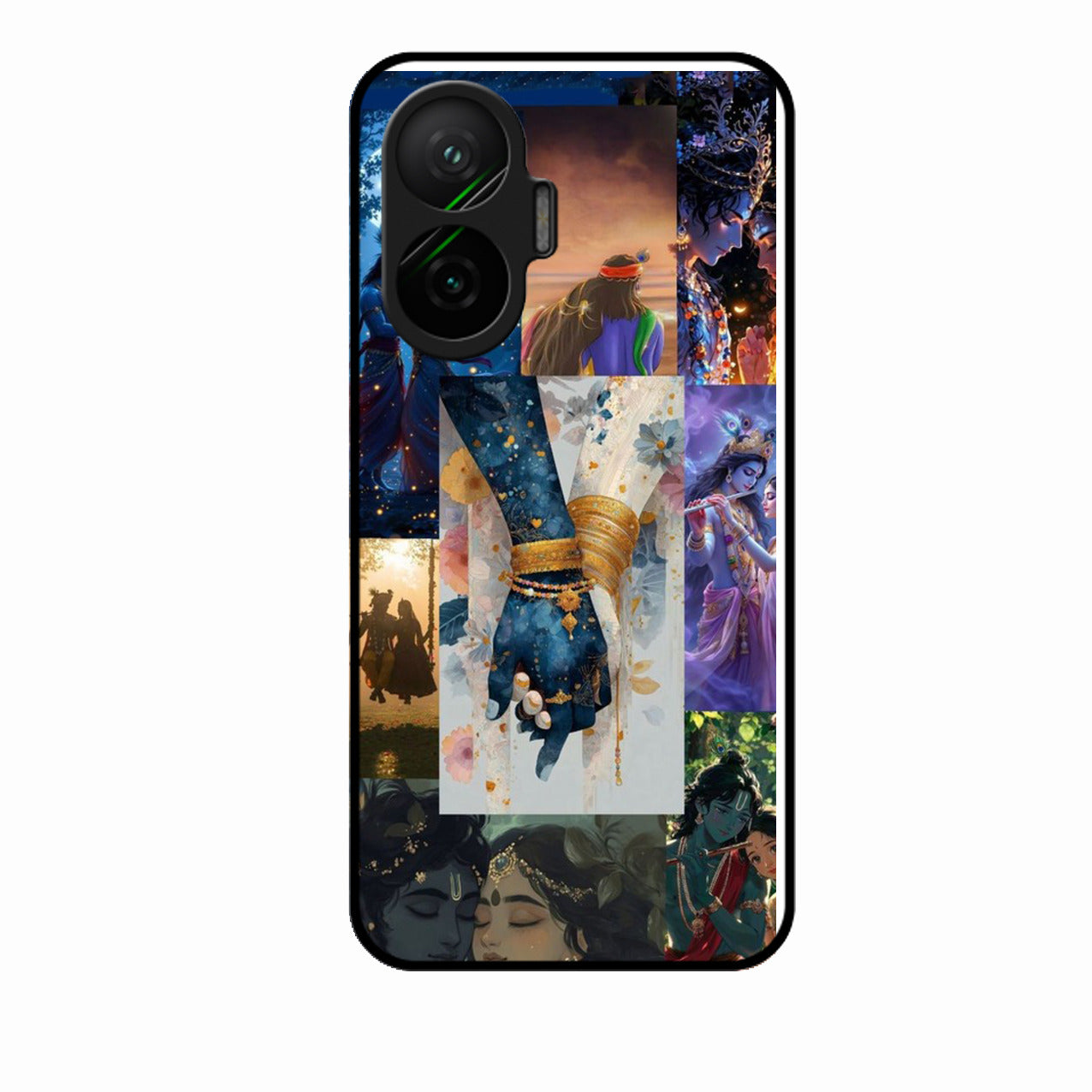 Eternal Radha Krishna Love Glass Phone Case for Poco F7 5G
