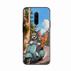 Cartoon Scooter Adventure Premium Glass Phone Case for Oneplus 7 Pro