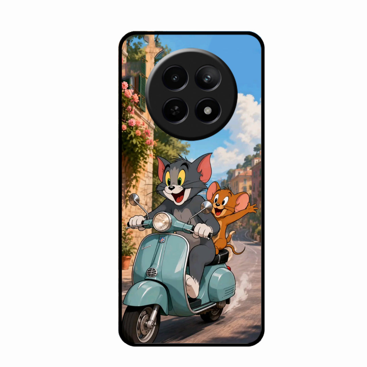 Cartoon Scooter Adventure Premium Glass Phone Case for Realme C65 5G
