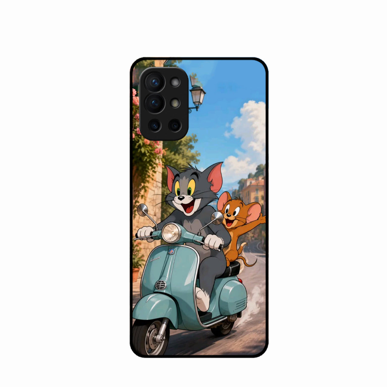 Cartoon Scooter Adventure Premium Glass Phone Case for Oneplus 9R 5G