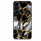 Black Gold Marble Glass Phone Case for Samsung Galaxy S25 FE 5G