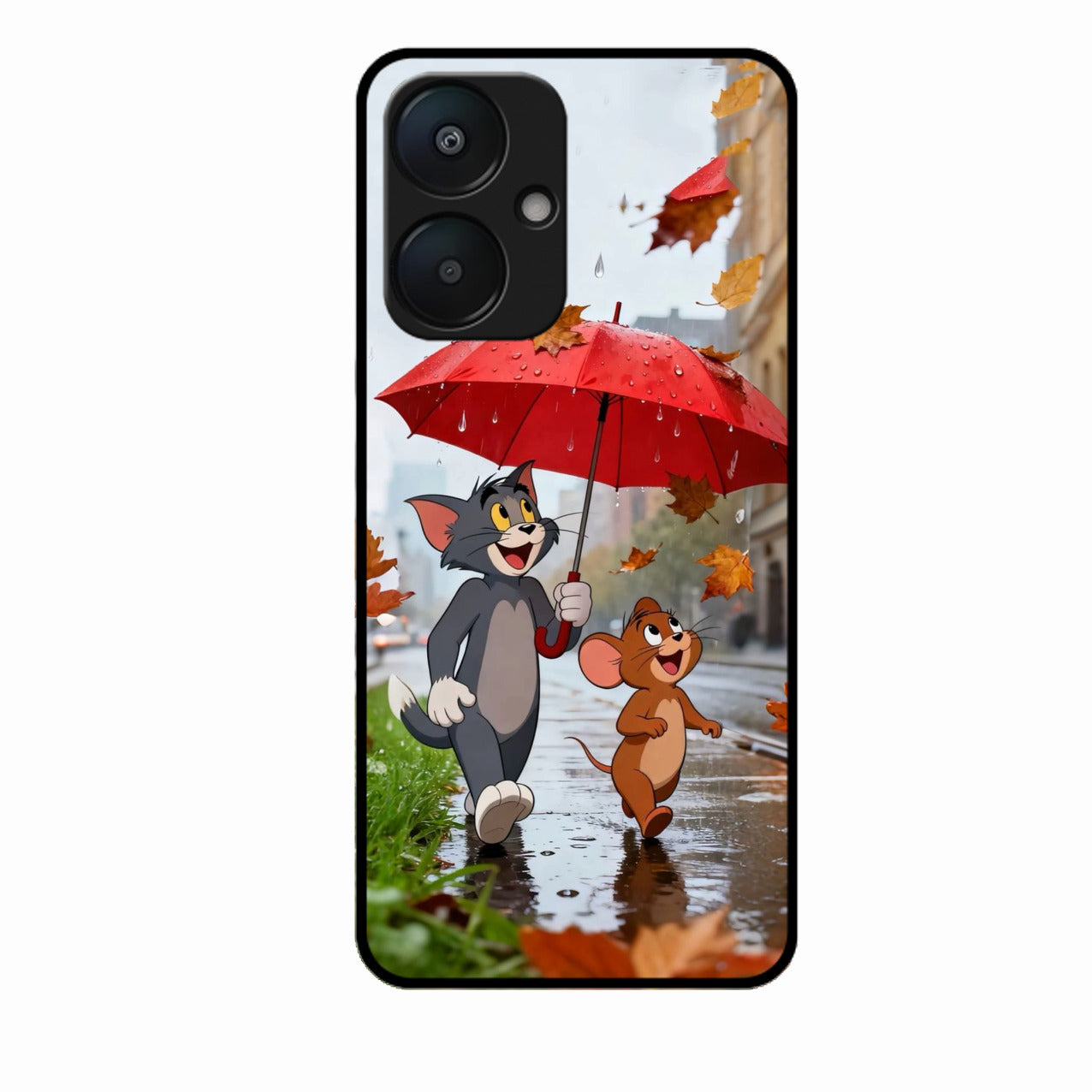 Rainy Day Cartoon Glass Phone Case for Redmi 13C 5G