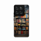 Colorful Bookshelf Art Glass Case Cover for Motorola G57 Power 5G