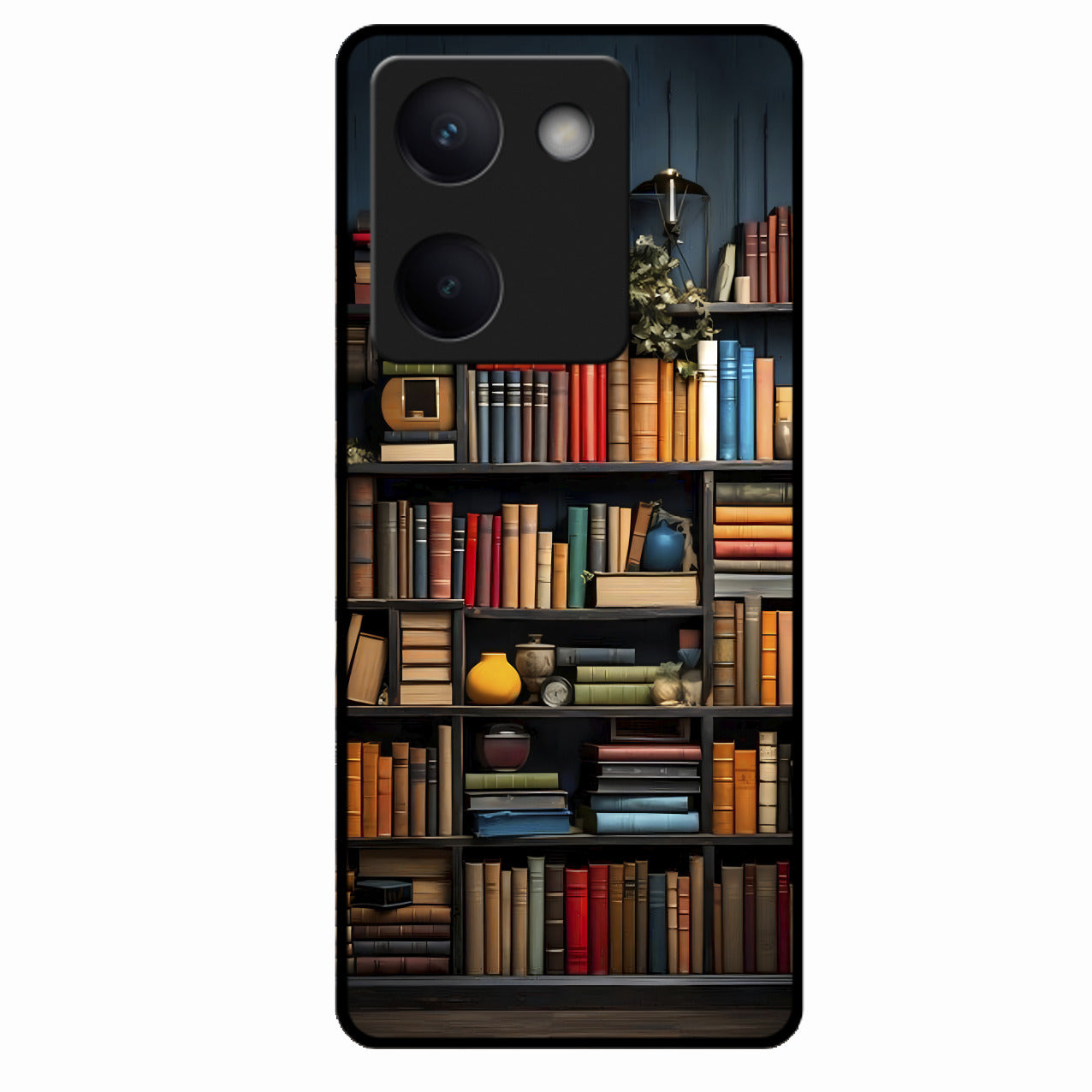 Colorful Bookshelf Art Glass Case Cover for Vivo Y300 Plus 5G
