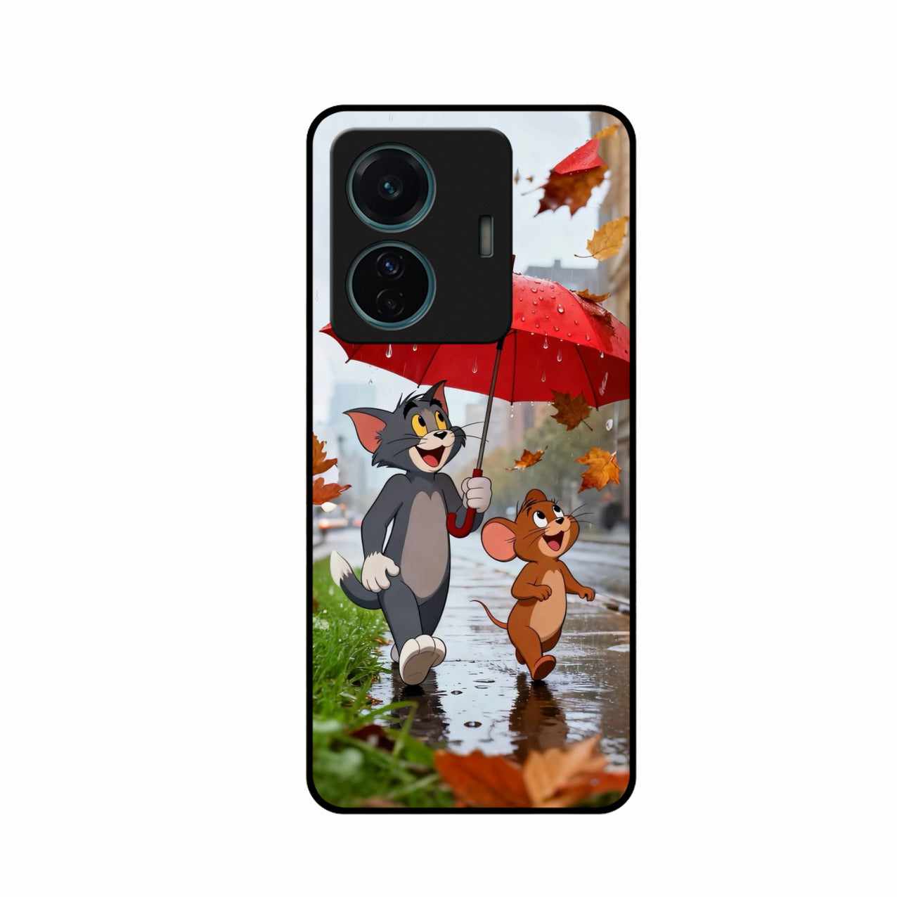Rainy Day Cartoon Glass Phone Case for iQOO Z6 Pro 5G