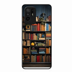 Colorful Bookshelf Art Glass Case Cover for Oppo F19 Pro Plus 5G