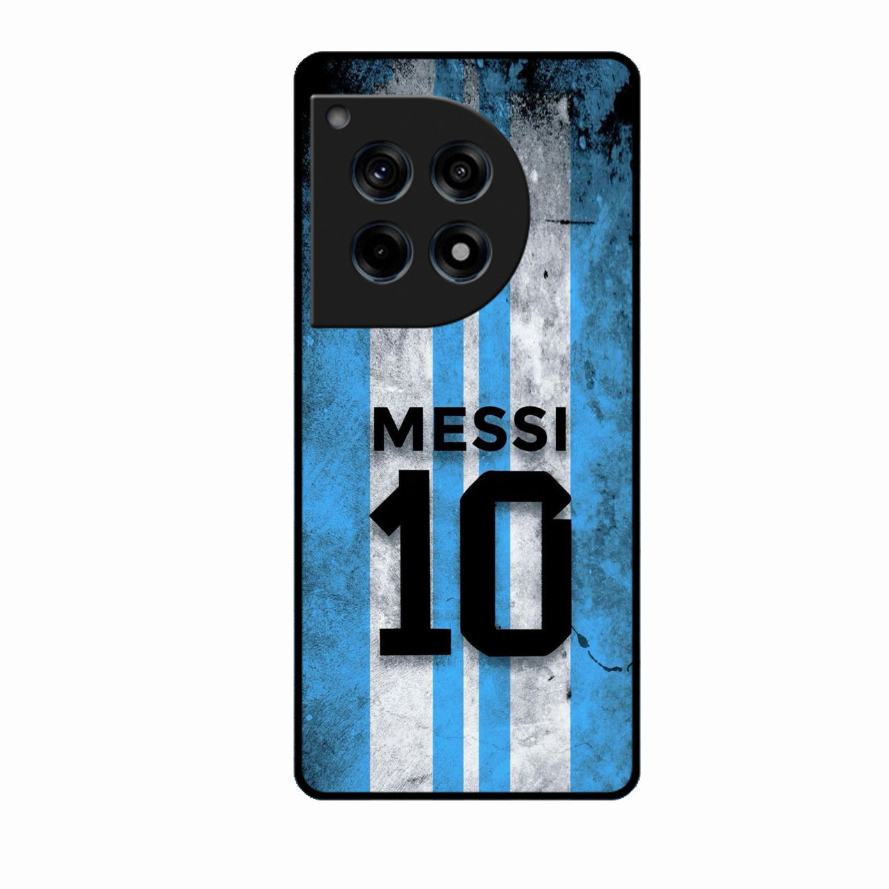 Blue Stripes Number 10 Football Glass Phone Case for Oneplus 12R 5G