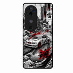 Japanese Wave Drift Racing Premium Glass Phone Case for Vivo V40 5G