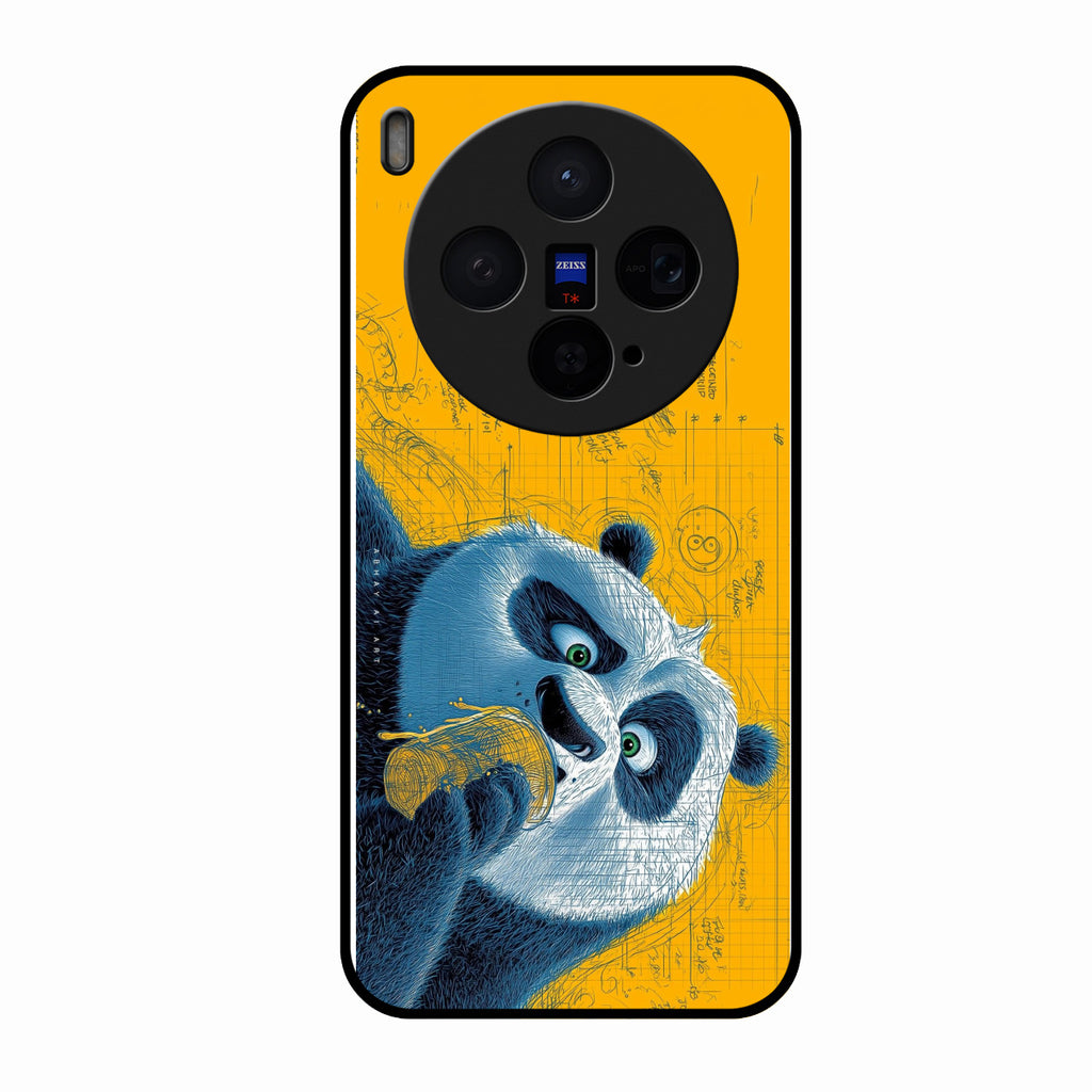 Cute Panda Sketch Premium Glass Phone Case for Vivo X300 5G