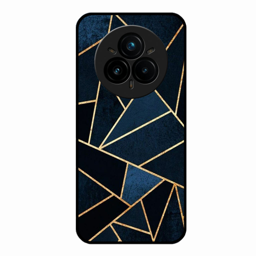 Midnight Gold Geometric Premium Glass Phone Case for Realme 14 Pro Plus 5G