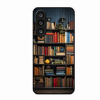 Colorful Bookshelf Art Glass Case Cover for Samsung Galaxy M56 5G