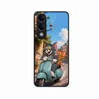 Cartoon Scooter Adventure Premium Glass Phone Case for iQOO Z10 Lite