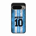 Blue Stripes Number 10 Football Glass Phone Case for Google Pixel 9 Pro Xl
