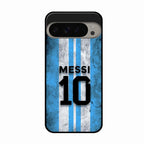 Blue Stripes Number 10 Football Glass Phone Case for Google Pixel 9 Pro Xl