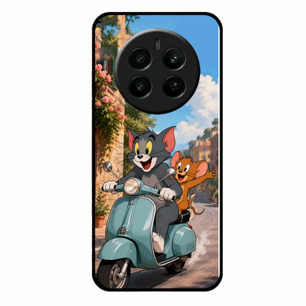 Cartoon Scooter Adventure Premium Glass Phone Case for Realme 12 Plus 5G