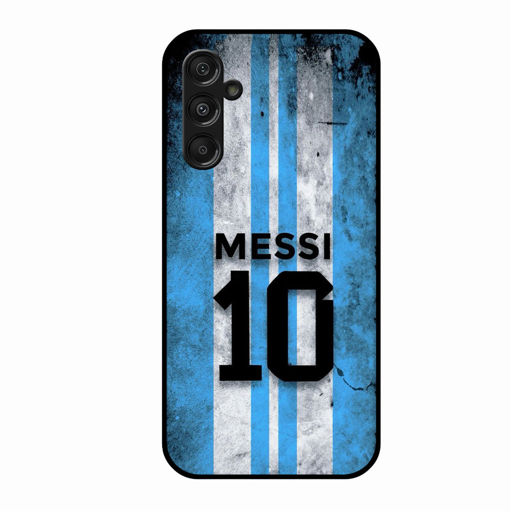 Blue Stripes Number 10 Football Glass Phone Case for Samsung Galaxy M35 5G