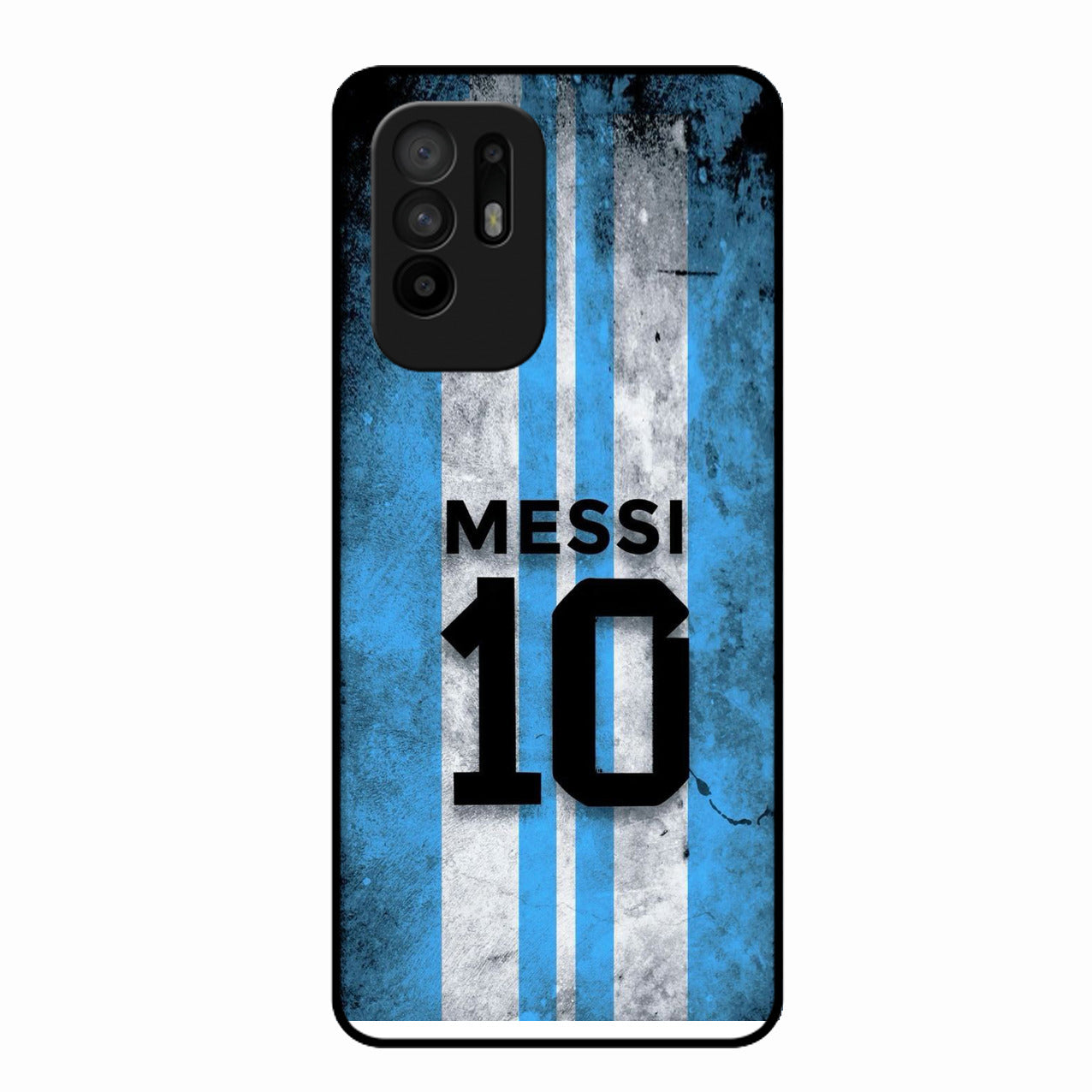 Blue Stripes Number 10 Football Glass Phone Case for Oppo F19 Pro Plus 5G