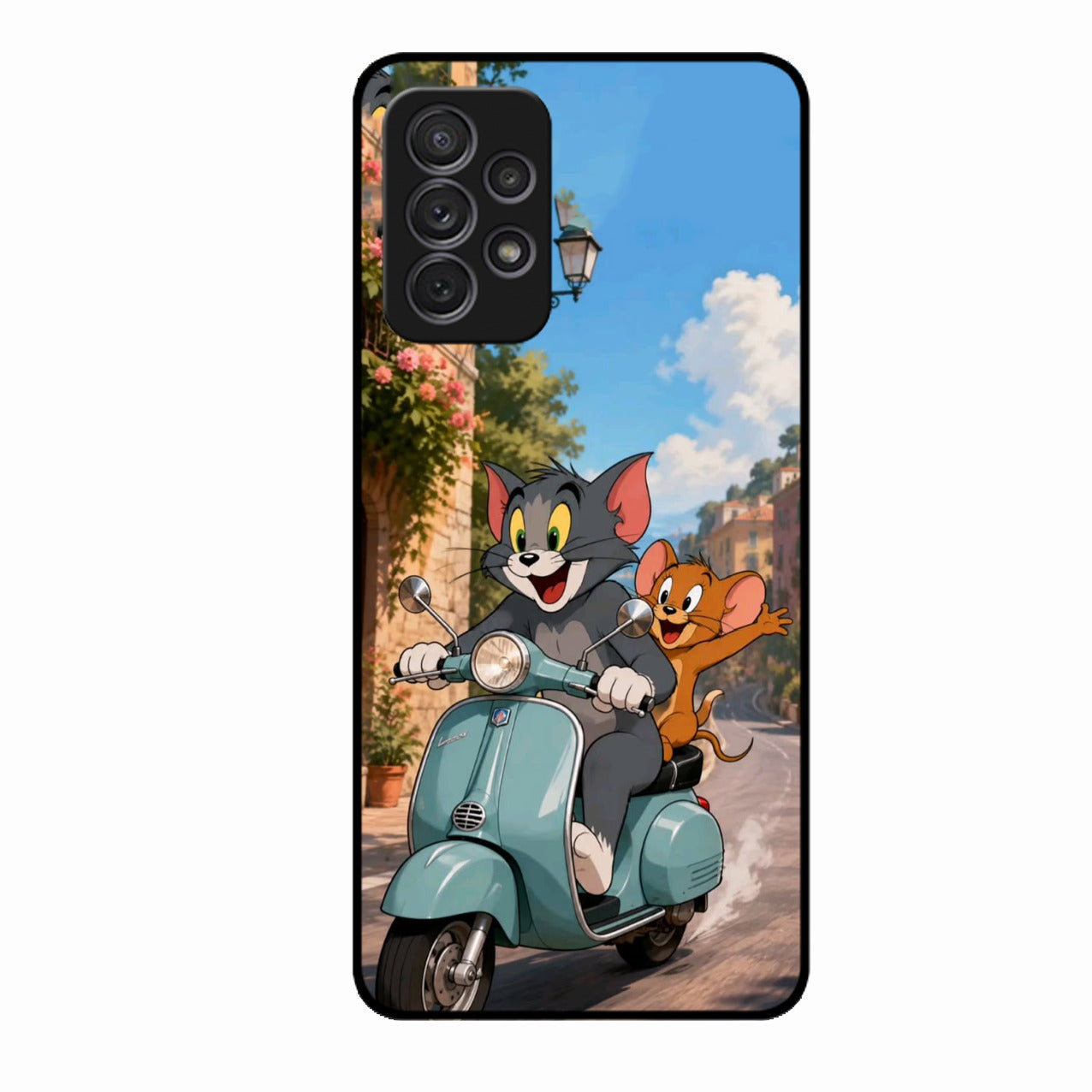 Cartoon Scooter Adventure Premium Glass Phone Case for Samsung Galaxy A53 5G