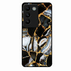 Black Gold Marble Glass Phone Case for Vivo Y200E 5G