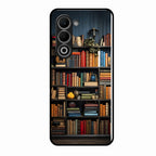 Colorful Bookshelf Art Glass Case Cover for Oppo A5 5G