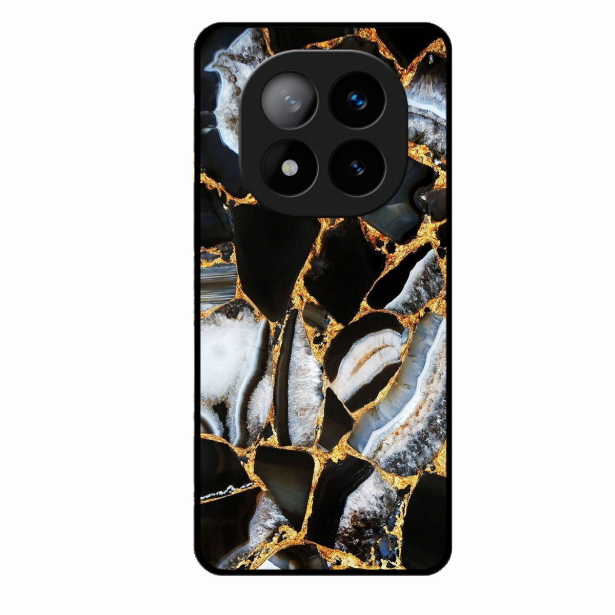 Black Gold Marble Glass Phone Case for Redmi Note 14 Pro Plus 5G