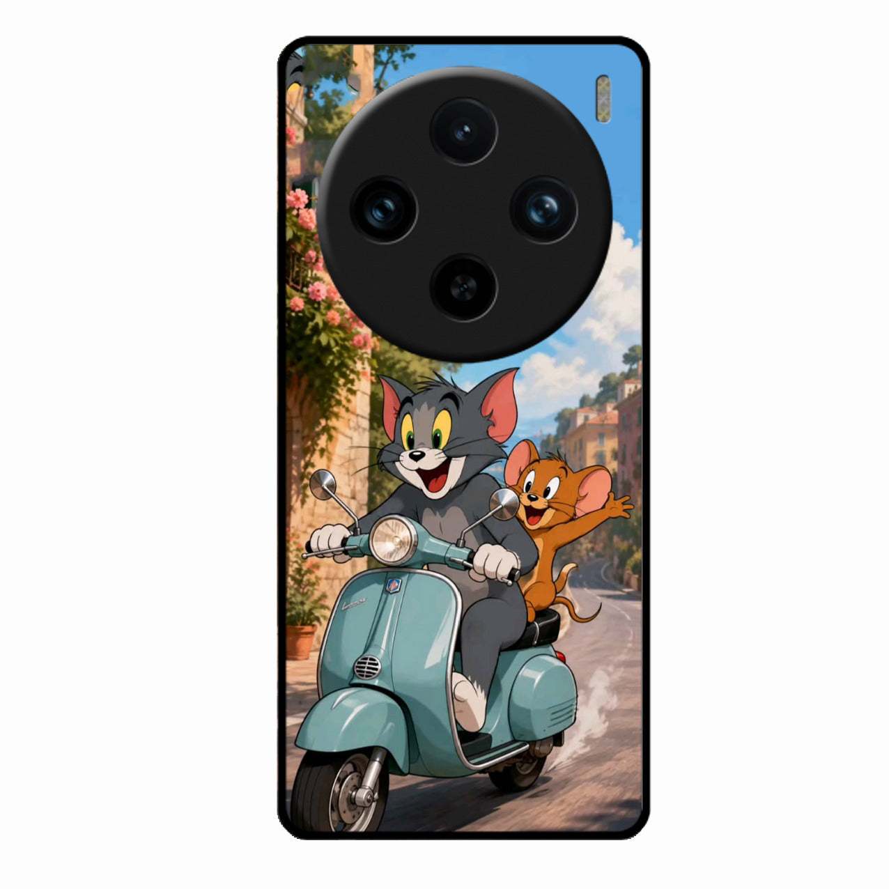 Cartoon Scooter Adventure Premium Glass Phone Case for Vivo X100 Pro 5G