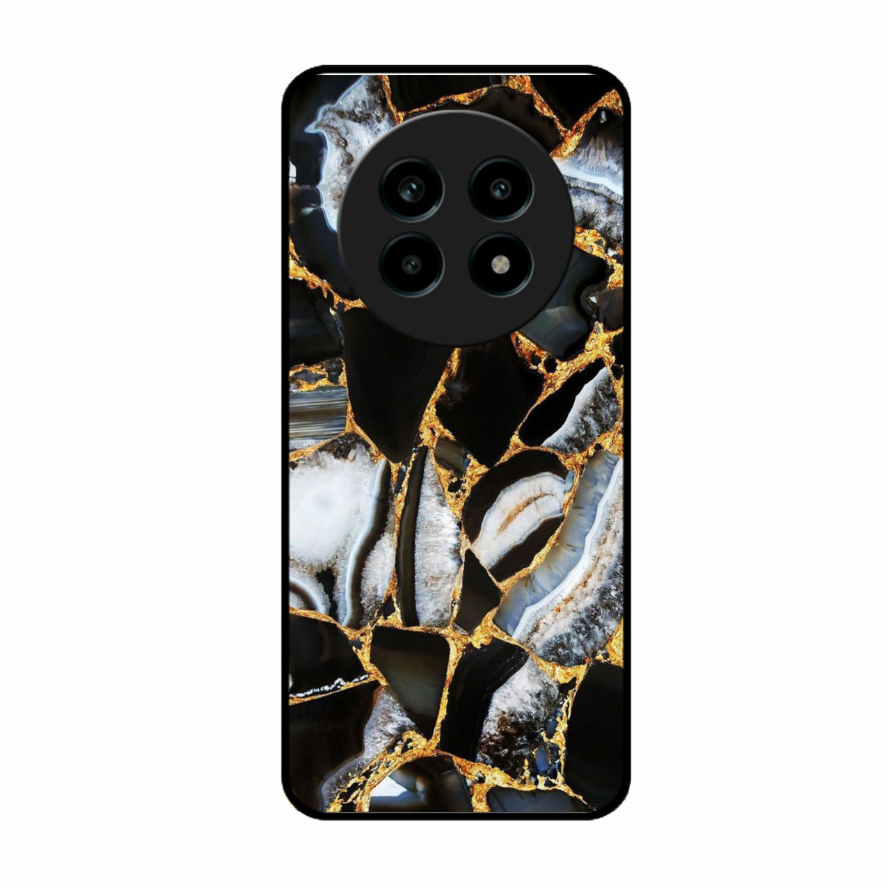 Black Gold Marble Glass Phone Case for Realme 14 Pro Lite 5G
