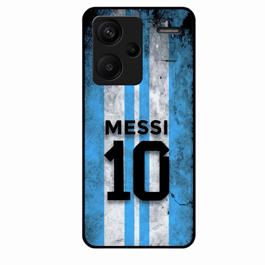 Blue Stripes Number 10 Football Glass Phone Case for Redmi Note 13 Pro Plus 5G