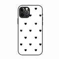 Heart Pattern White Glass Case Cover for iPhone 16 Pro Max