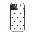 Heart Pattern White Glass Case Cover for iPhone 16 Pro Max