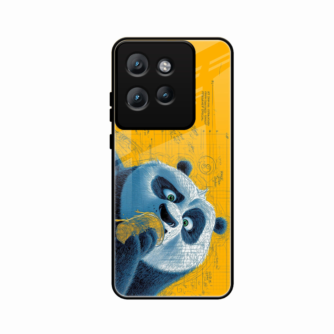 Cute Panda Sketch Premium Glass Phone Case for Motorola Edge 50