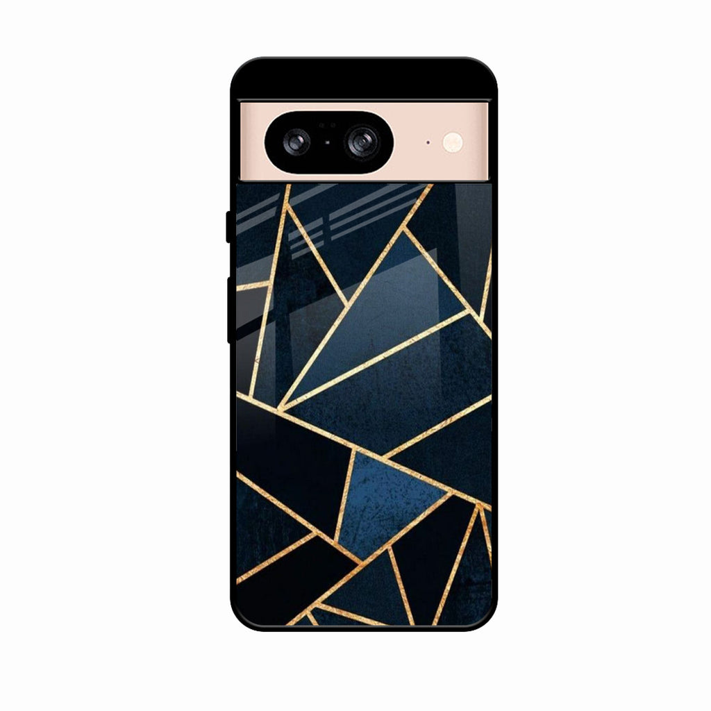 Midnight Gold Geometric Premium Glass Phone Case for Google Pixel 8A 5G