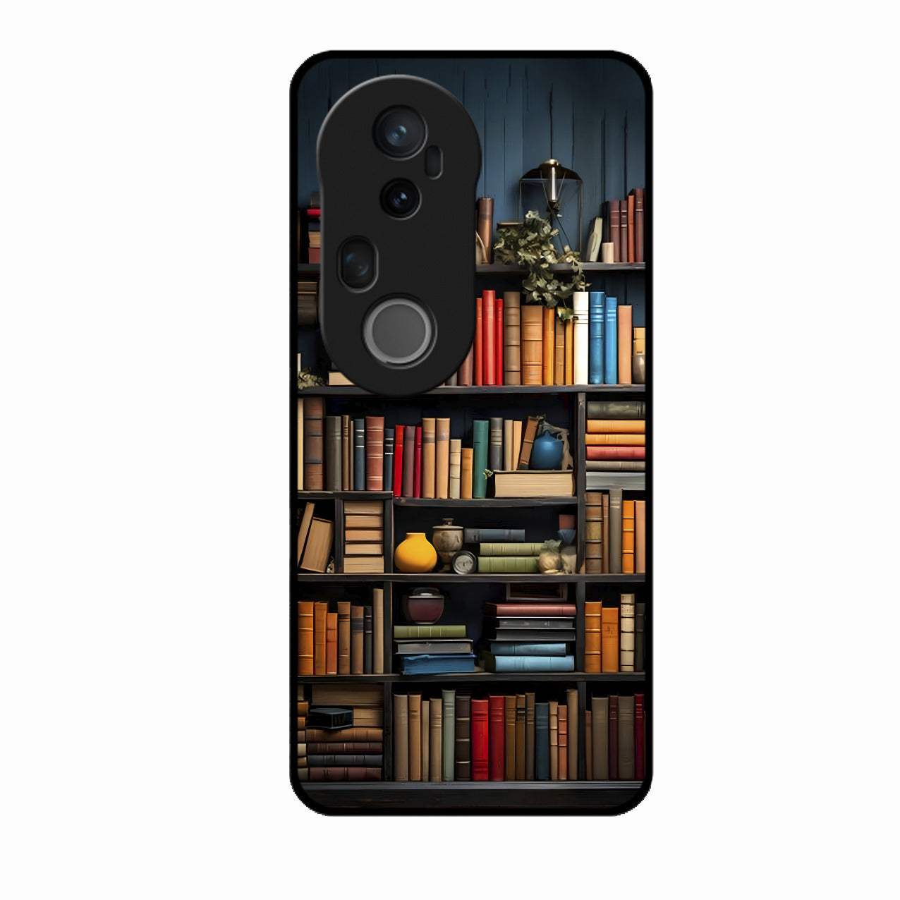 Colorful Bookshelf Art Glass Case Cover for Vivo T4 Ultra 5G