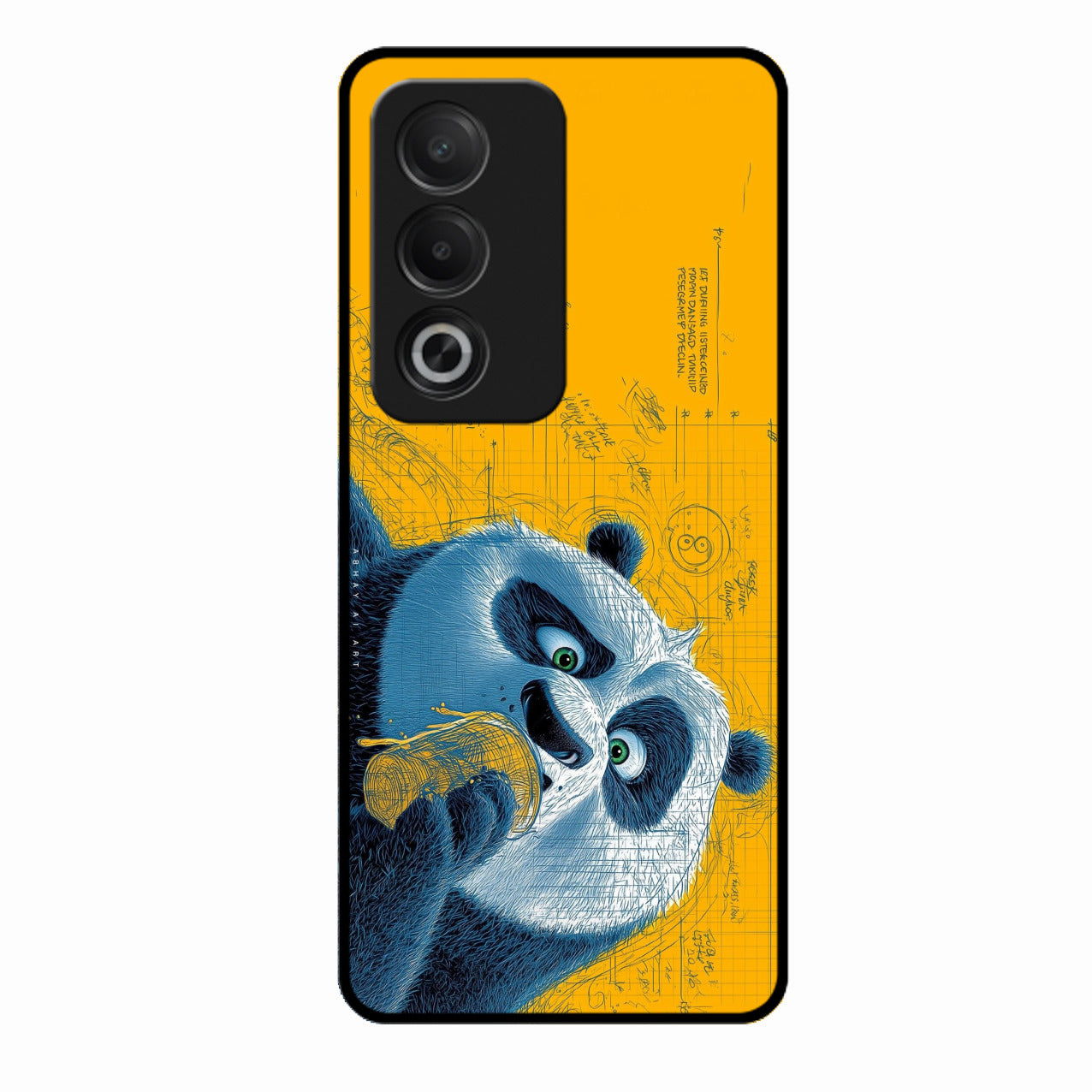Cute Panda Sketch Premium Glass Phone Case for Oppo K12X 5G