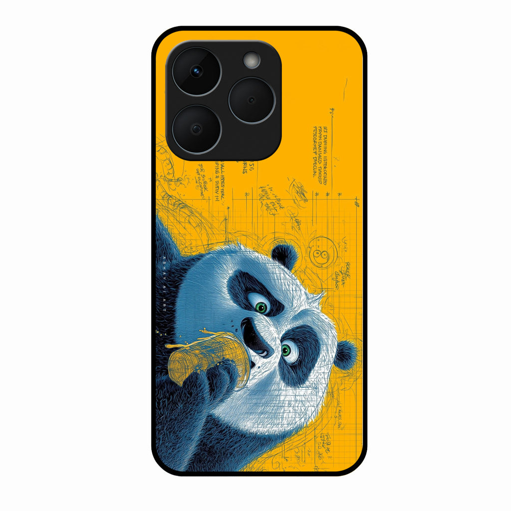 Cute Panda Sketch Premium Glass Phone Case for Realme 15T 5G