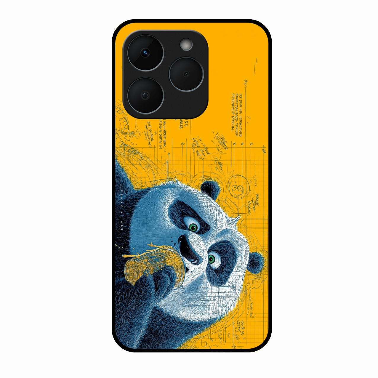 Cute Panda Sketch Premium Glass Phone Case for Realme 15T 5G
