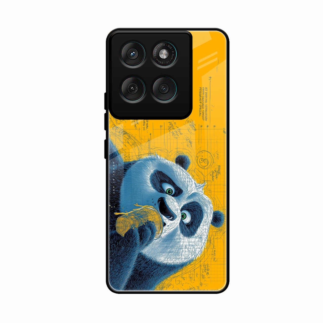 Cute Panda Sketch Premium Glass Phone Case for Motorola Edge 60 Fusion 5G
