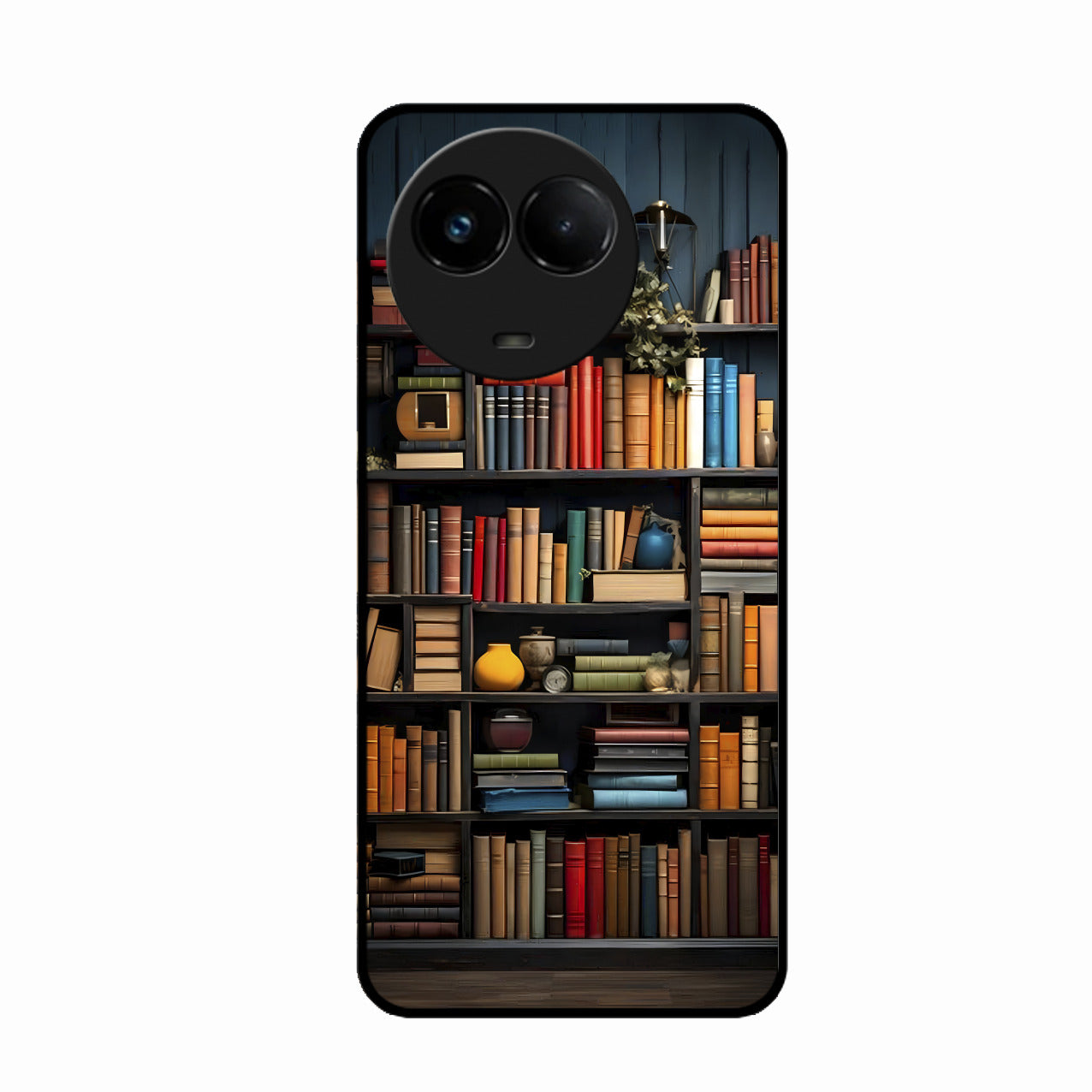 Colorful Bookshelf Art Glass Case Cover for Realme C67 5G